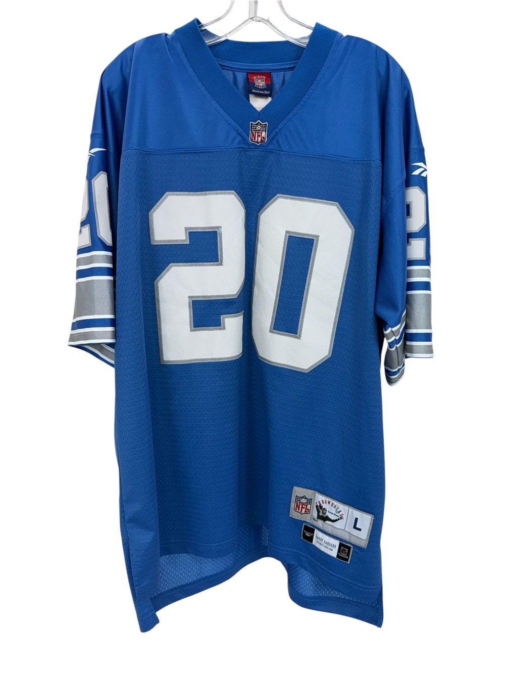 Vintage NFL Reebok Barry Sanders Detroit Lions Throwback Jersey Large Blue - Picture 15 of 16